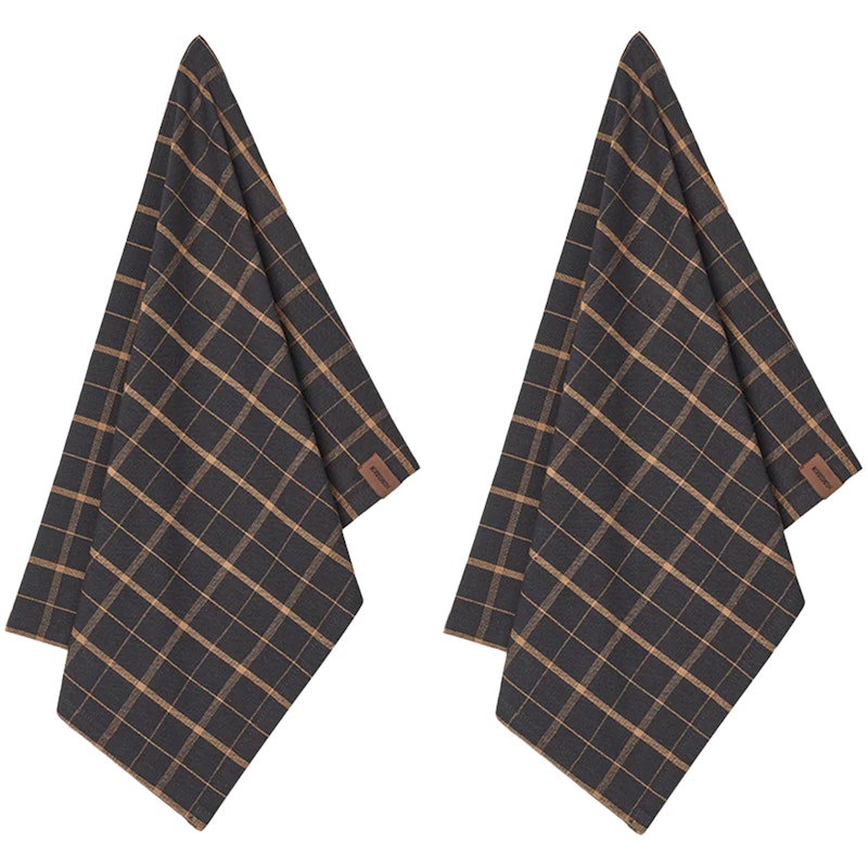 Kjøkkenhåndkle 2-pk, Brown Plaid