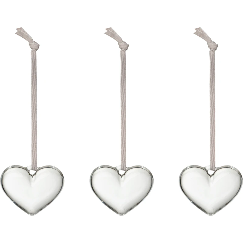 Glasshjerte 50 mm 3-pk, Klar