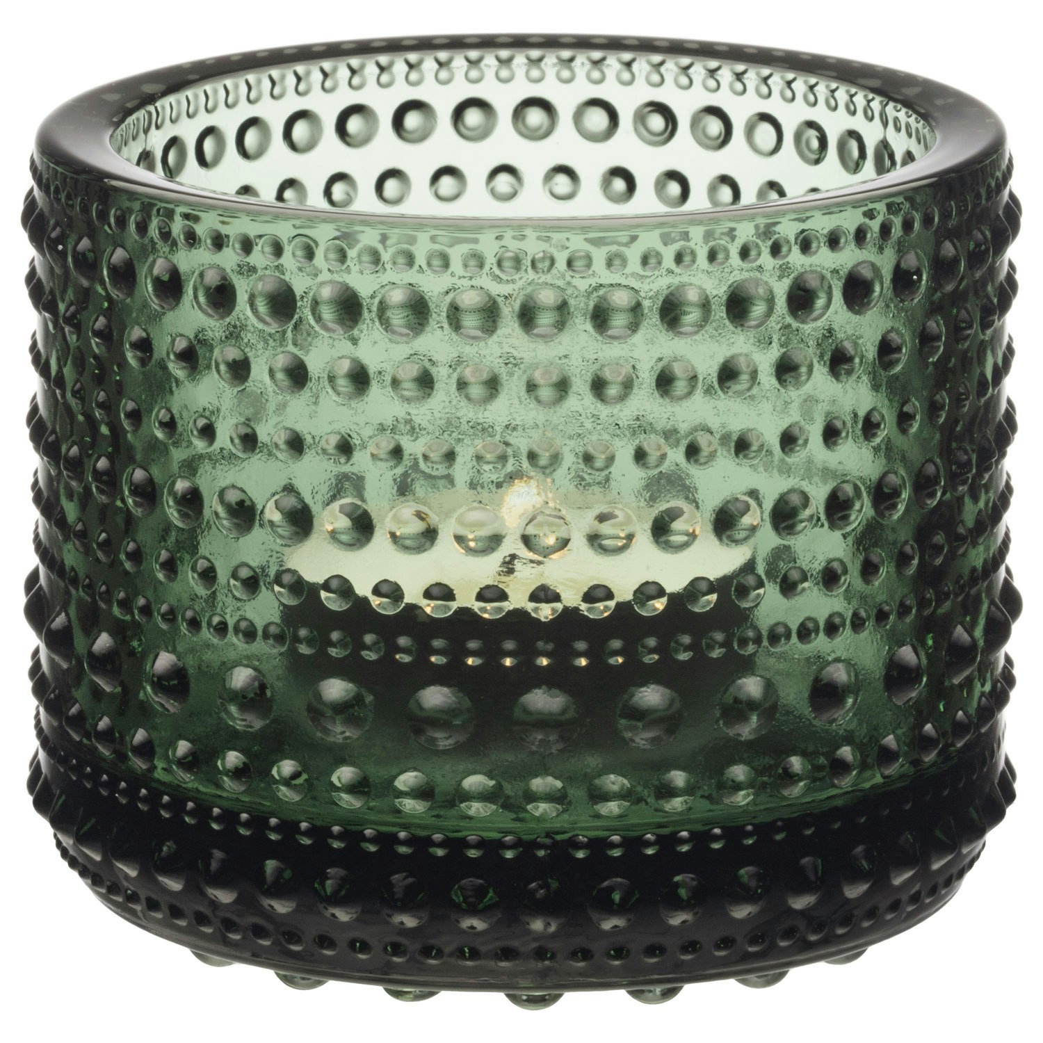 Iittala Kastehelmi Candle Holder 6,4 Cm  -  Lyslykter Glass Pine Green - 1070557