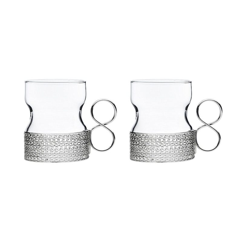 Tsaikka Glass med Håndtak 23 cl 2-pk, Silver