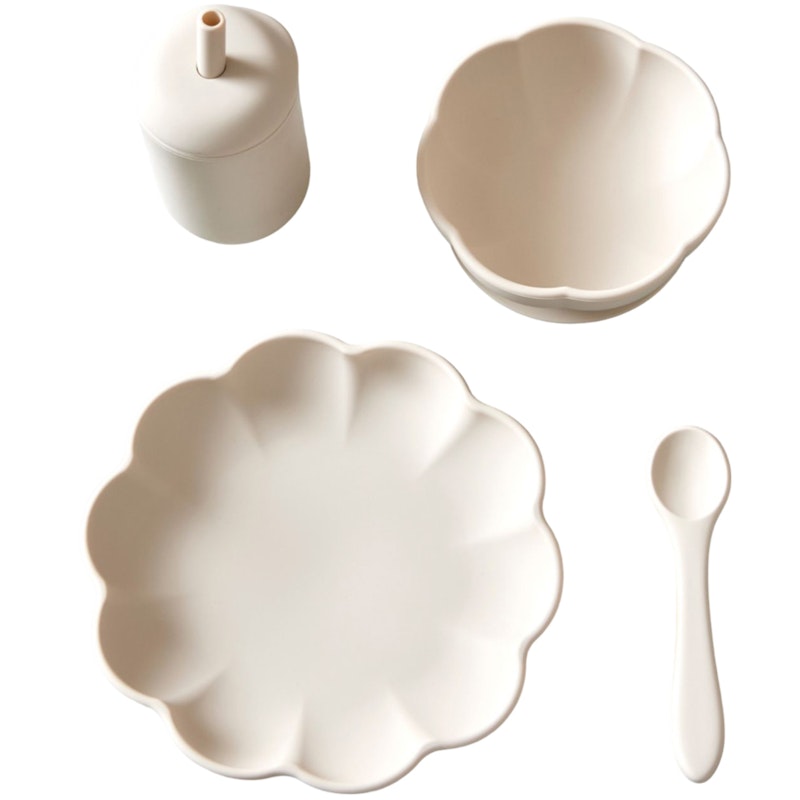 Little Poppy Barneservise 4 Deler, Cream