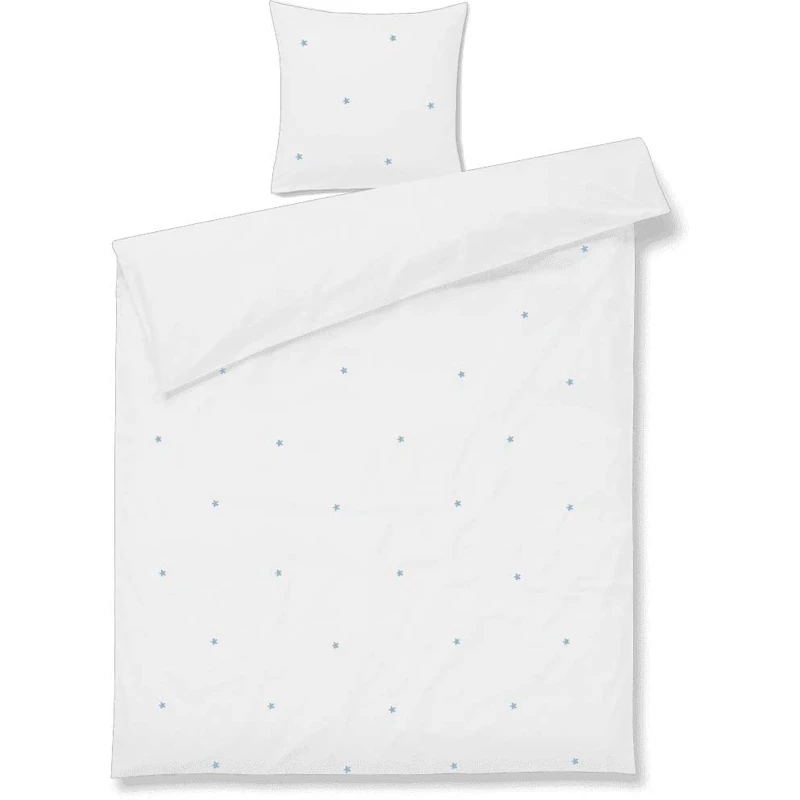 Daisy Sengesett 140x200 + 60x63 cm, Hvit / Lyseblå