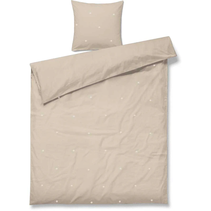 Daisy Sengesett 140x200 + 60x63 cm, Sand / Hvit