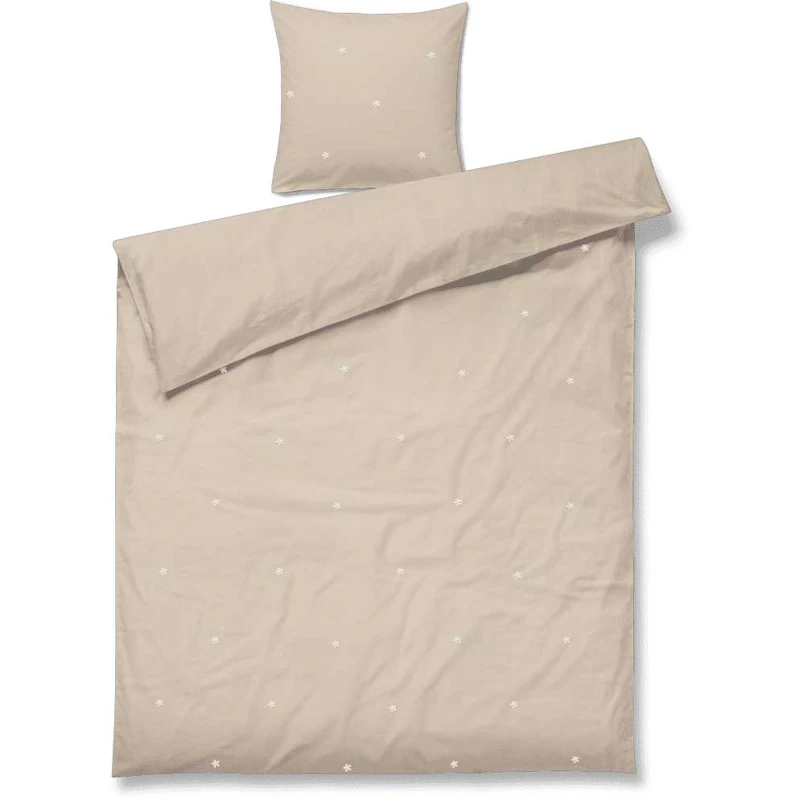 Daisy Sengesett 140x220 + 60x63 cm, Sand / Hvit