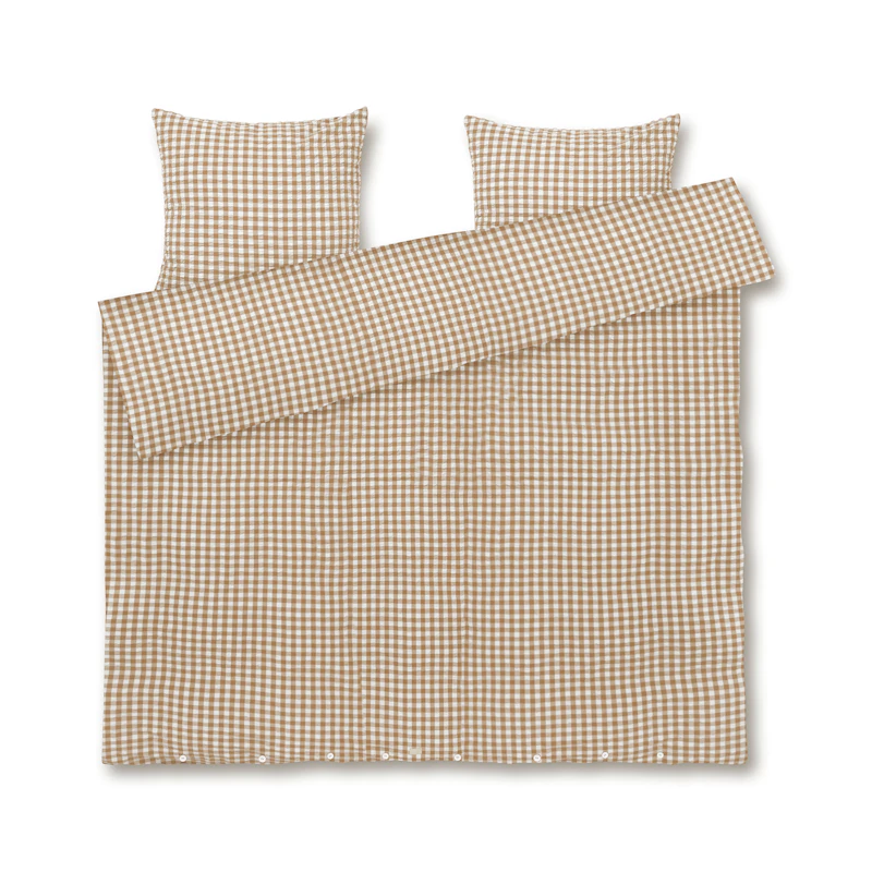 Soft Dynetrekksett 220x220 cm, karamell / Off-white