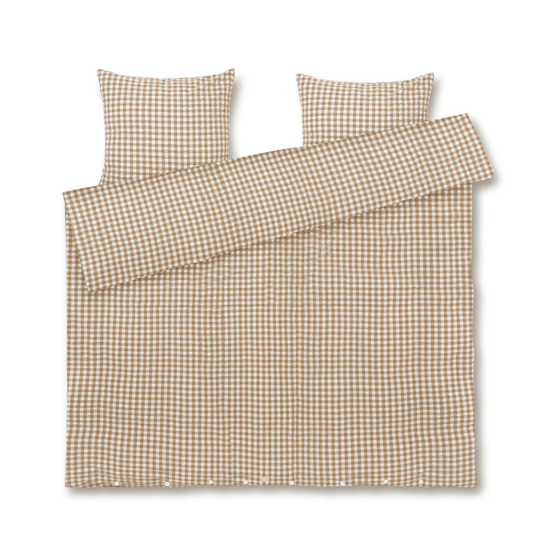 Soft Dynetrekksett 200x220 cm, karamell / Off-white