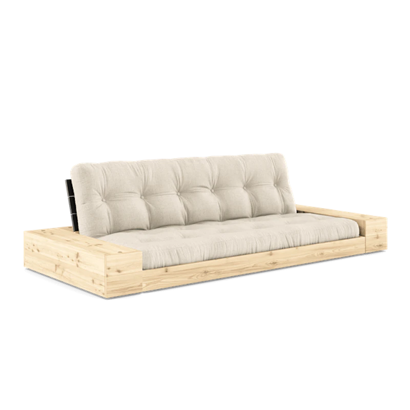 Base Sovesofa Med Sideboks og 5-lags Madrass Svart Natt/Lin