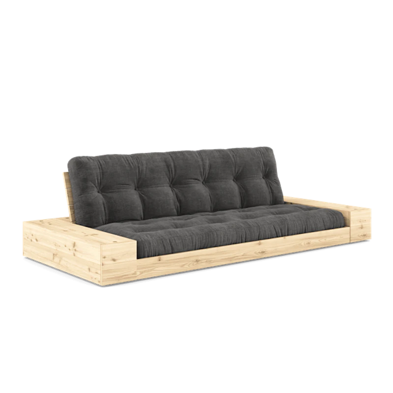 Base Sovesofa Med Sideboks og 5-lags Madrass Klar/Kullfarget
