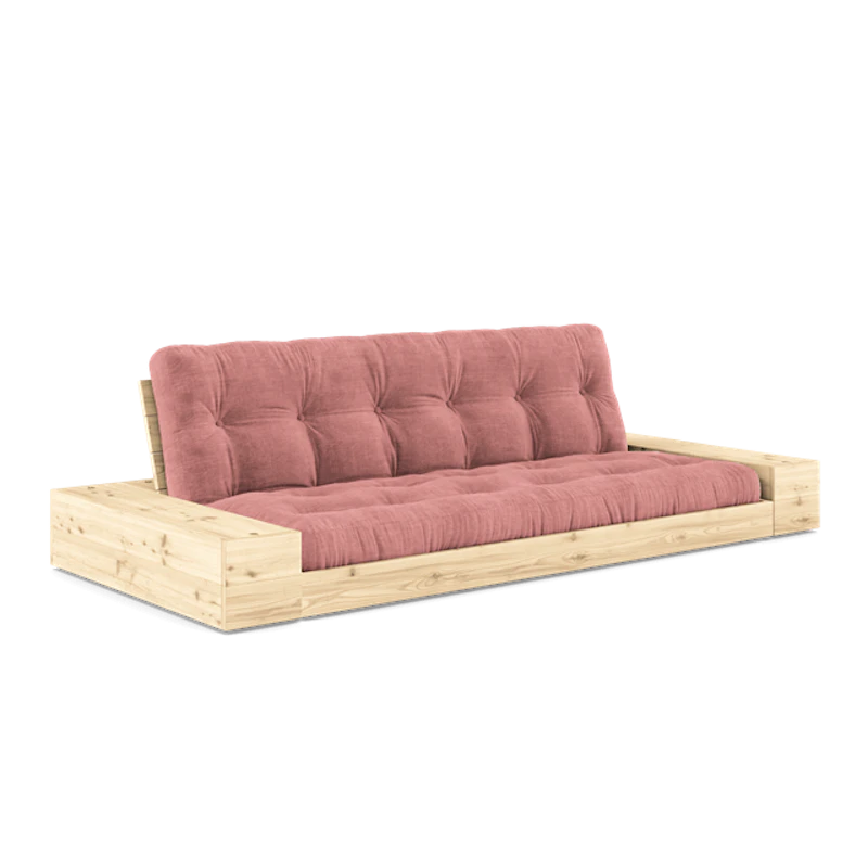 Base Sovesofa Med Sideboks og 5-lags Madrass Klar/Rosa