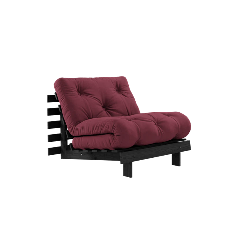 Roots Sovesofa Med Madrass 90x200 Svart Natt/Bordeaux