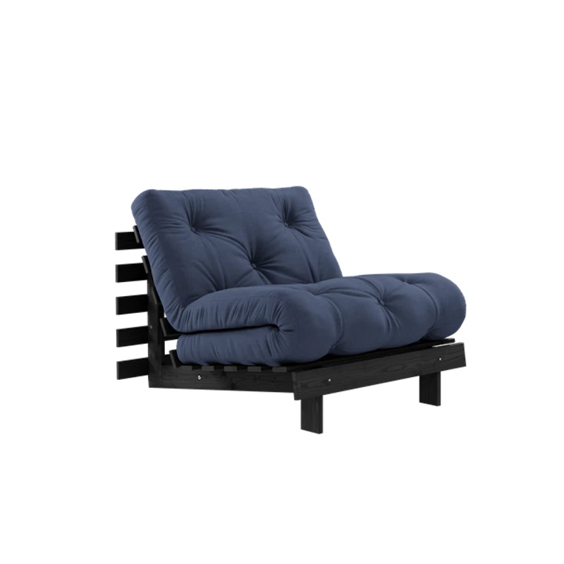 Roots Sovesofa Med Madrass 90x200 Svart Natt/marineblå