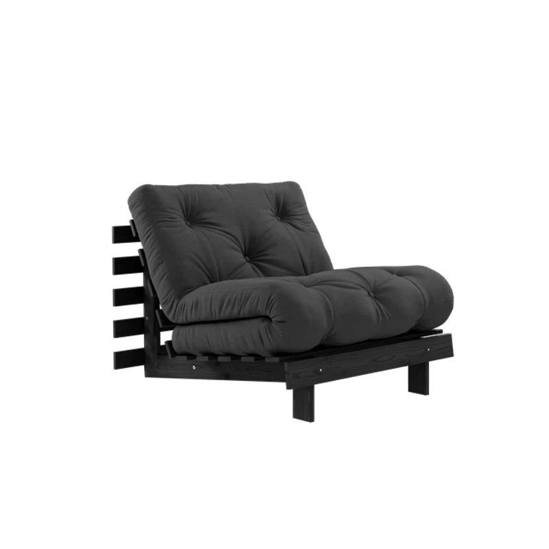 Roots Sovesofa Med Madrass 90x200 Svart Natt/Mørkgrå