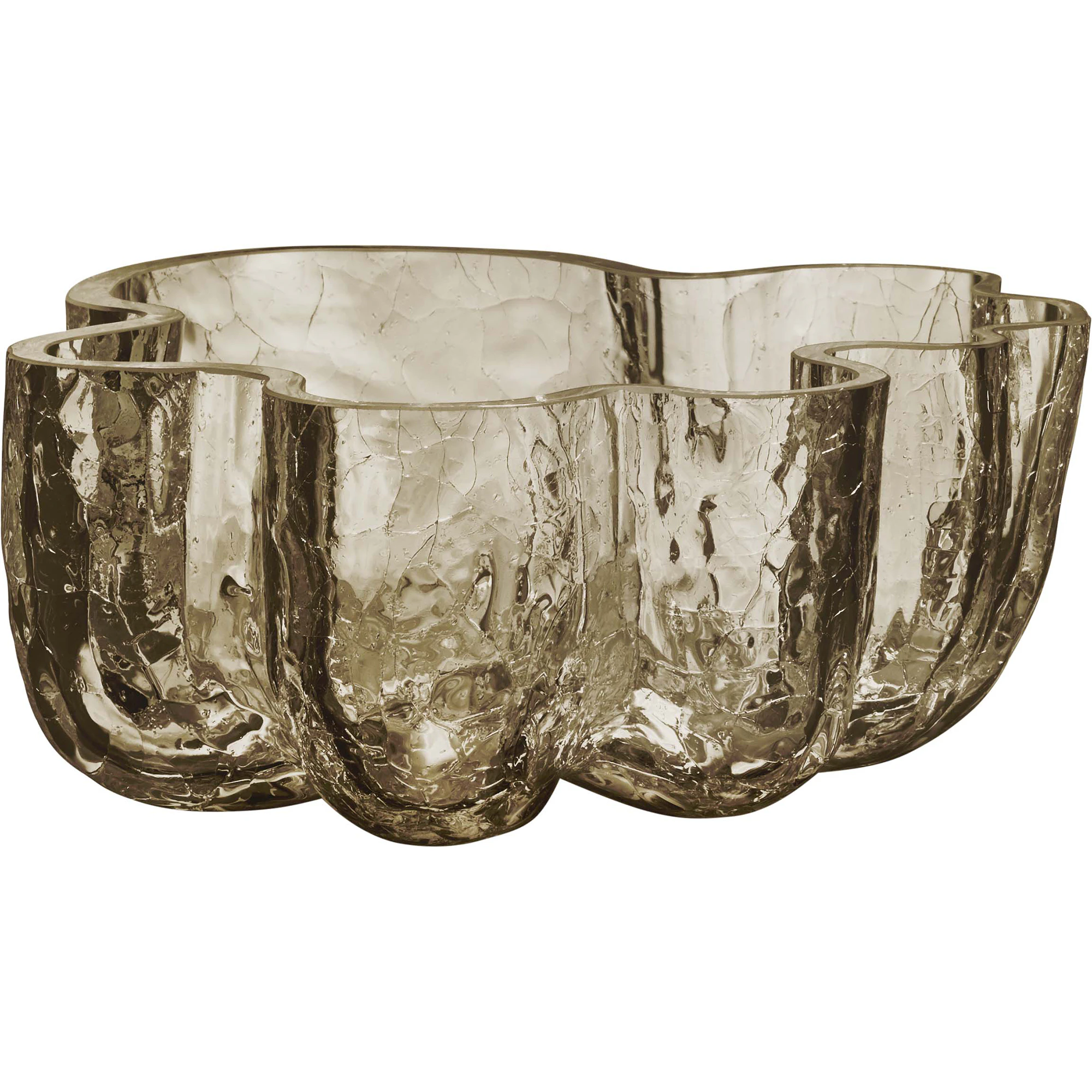 Kosta Boda Crackle Sk&aring;l - Serveringssk&aring;ler Munnbl&aring;st Glass Taupe - 7052601