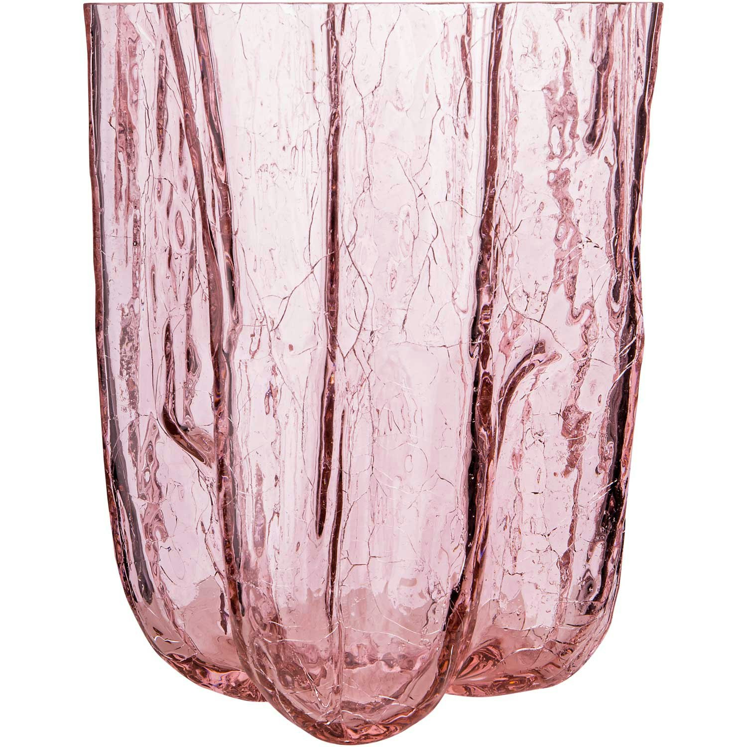 Kosta Boda Crackle Vase 21x27 Cm  -  Vaser Munnbl&aring;st Glass Rosa - 7042113