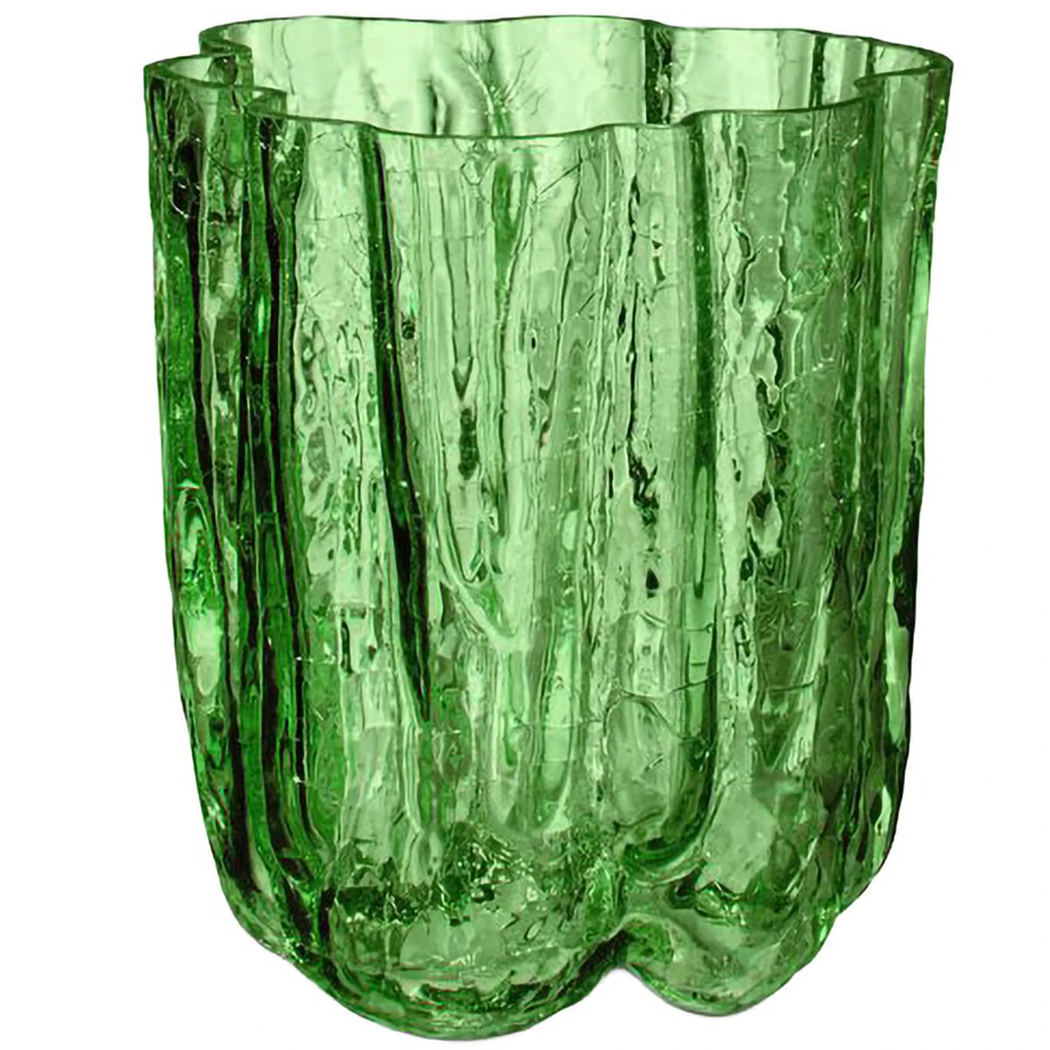 Kosta Boda Crackle Vase 121 Mm M&oslash;rkegr&oslash;nn -  Vaser Krystall M&oslash;rk Gr&oslash;nn - 7042516