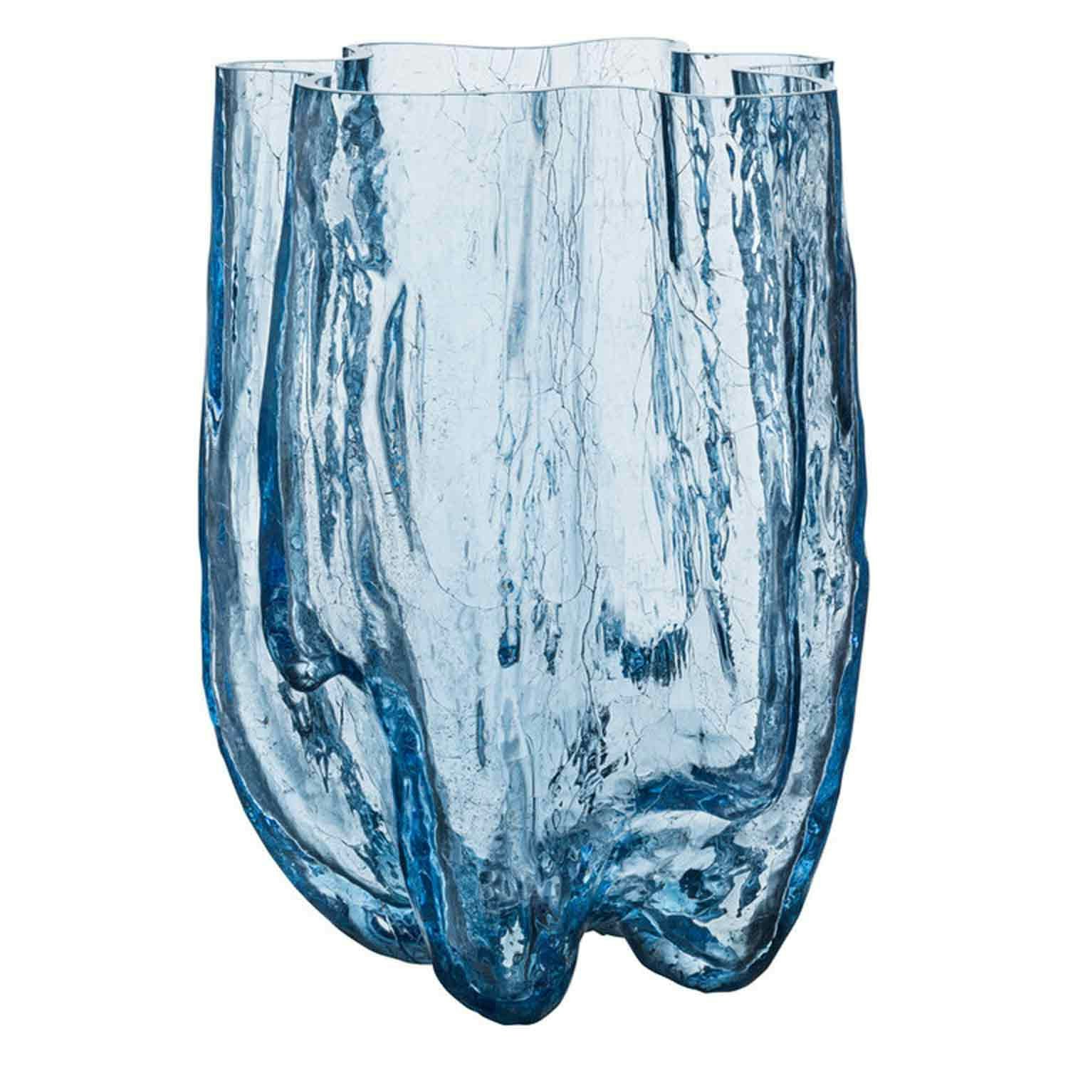 Kosta Boda Crackle Vase Sirkul&aelig;r 37 Cm -  Vaser Munnst Glass Bl&aring; - 7042219