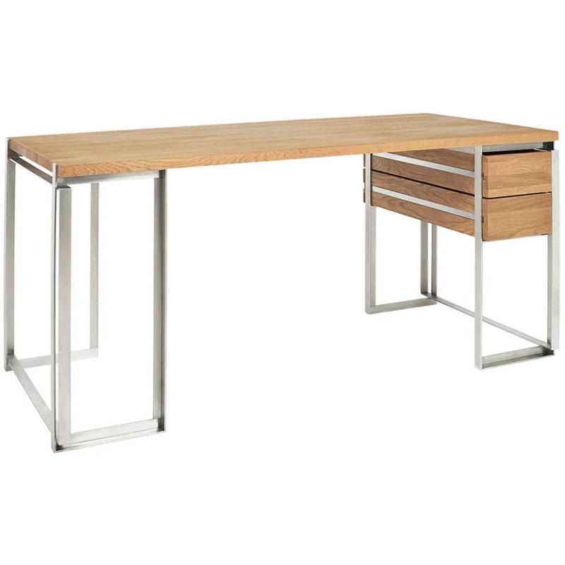 Outline Skrivebord, Varmlakkert Eik / Rustfritt Stål