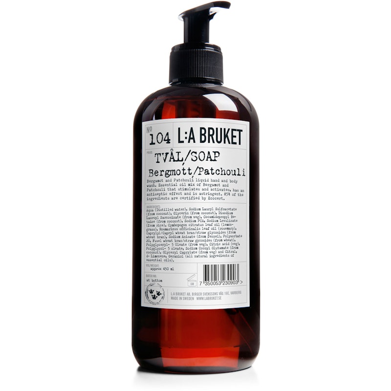 104 Bergamott/Patchouli Flytende Såpe 450 ml