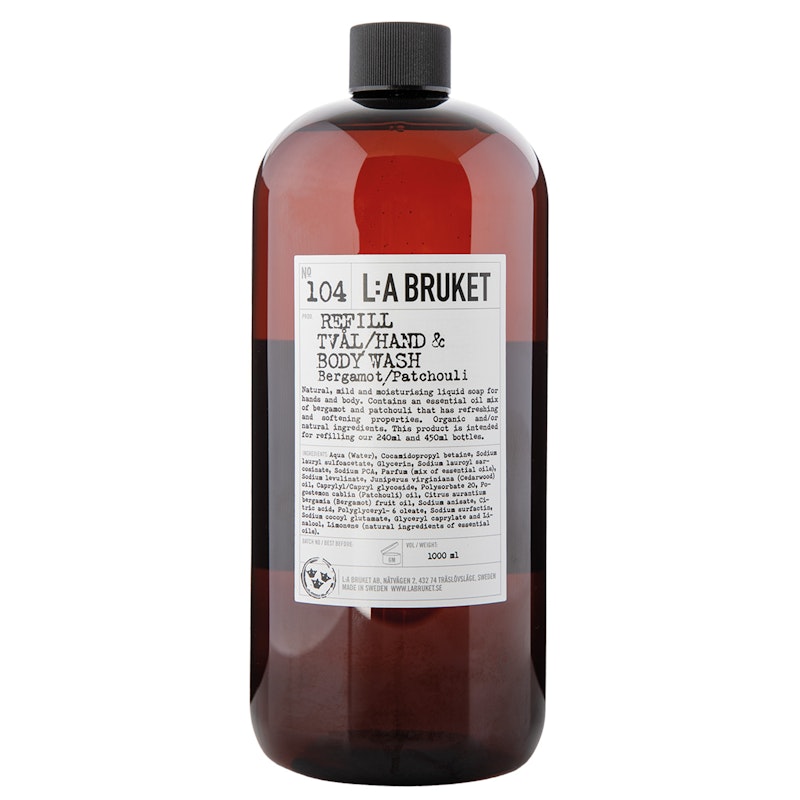 104 Bergamot/Patchouli Hand & Body Flytende Såpe 1000 ml, Refill