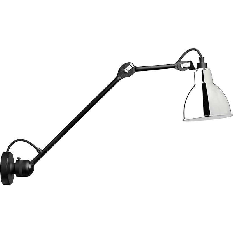 Lampe Gras N°304 Vegglampe L40, Svart / Chrome