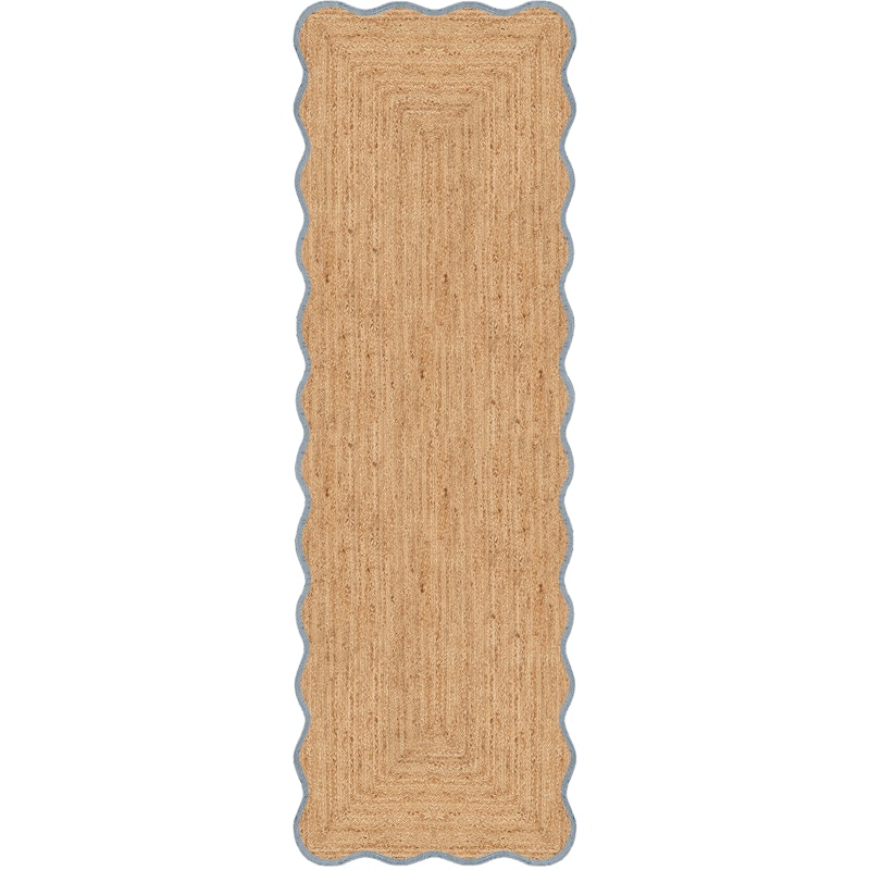 Scallop Juteteppe 75x200 cm, Misty Blue