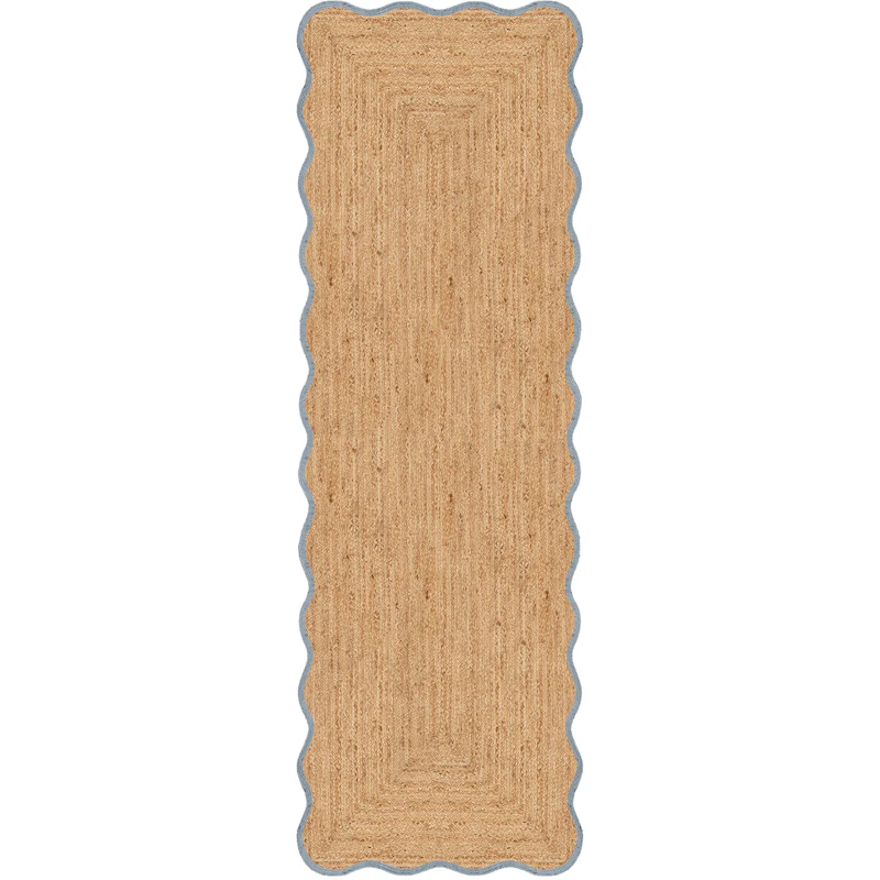 Scallop Juteteppe 75x240 cm, Misty Blue