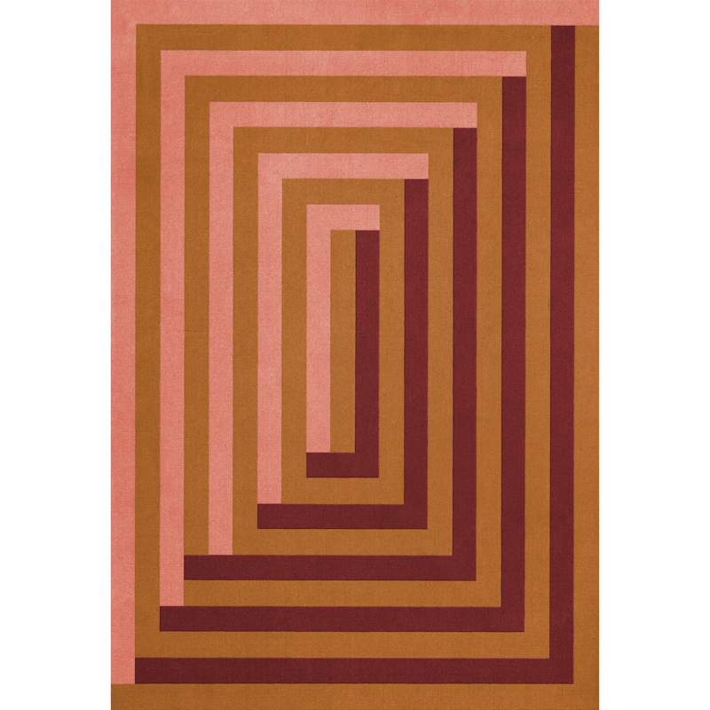 Teklan Labyrinth Ullteppe 250x350 cm, Korallfarget / Rosa