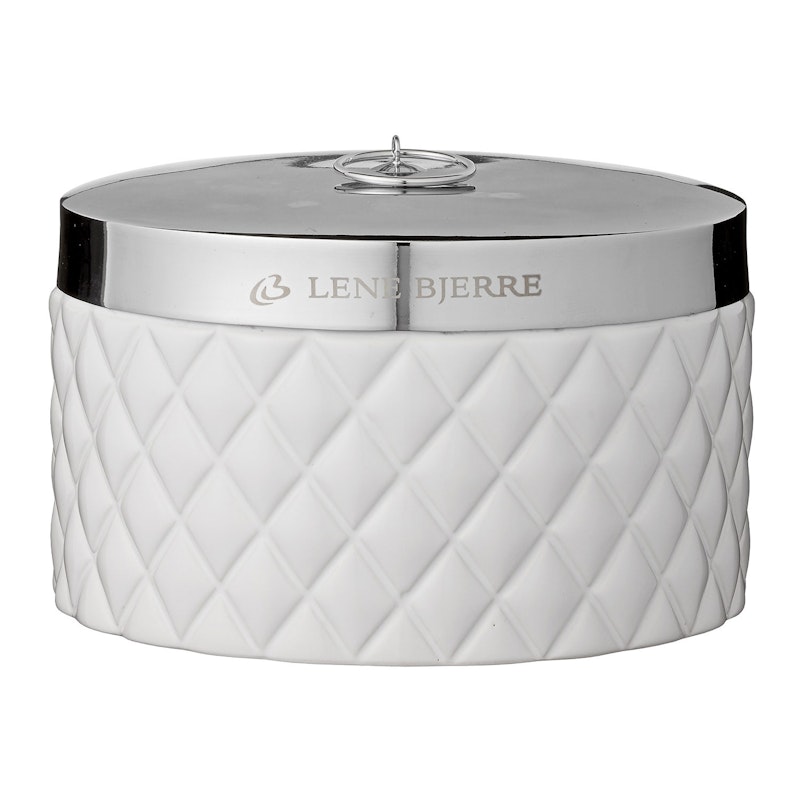 Portia Oppbevaringsboks 9cm, Hvit/Sølv