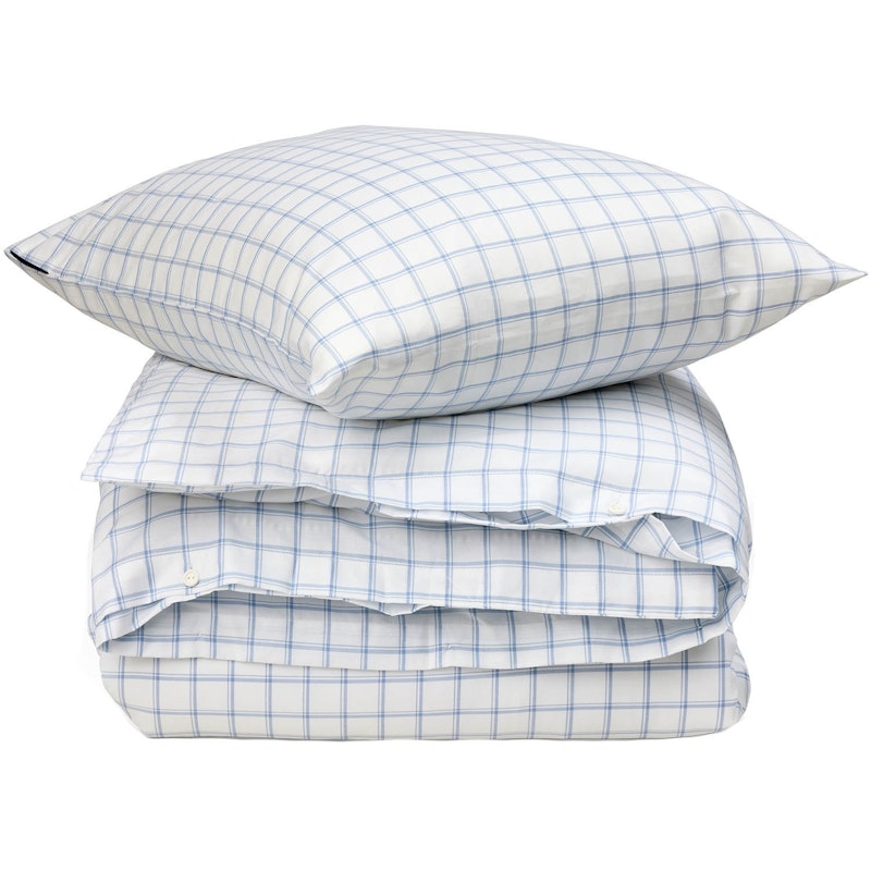 Check Lyocell Oxford Sengesett 150x210 + 50x60 cm, Hvit/Blå