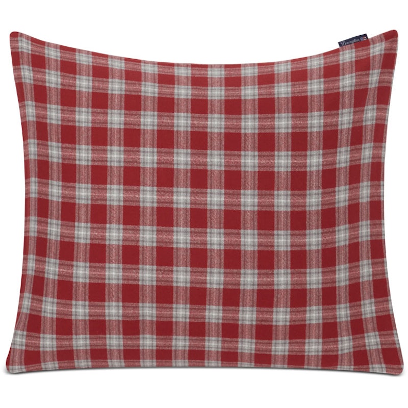 Checked Cotton Flannel Putevar 50x60 cm, Grå / Hvit / Rød