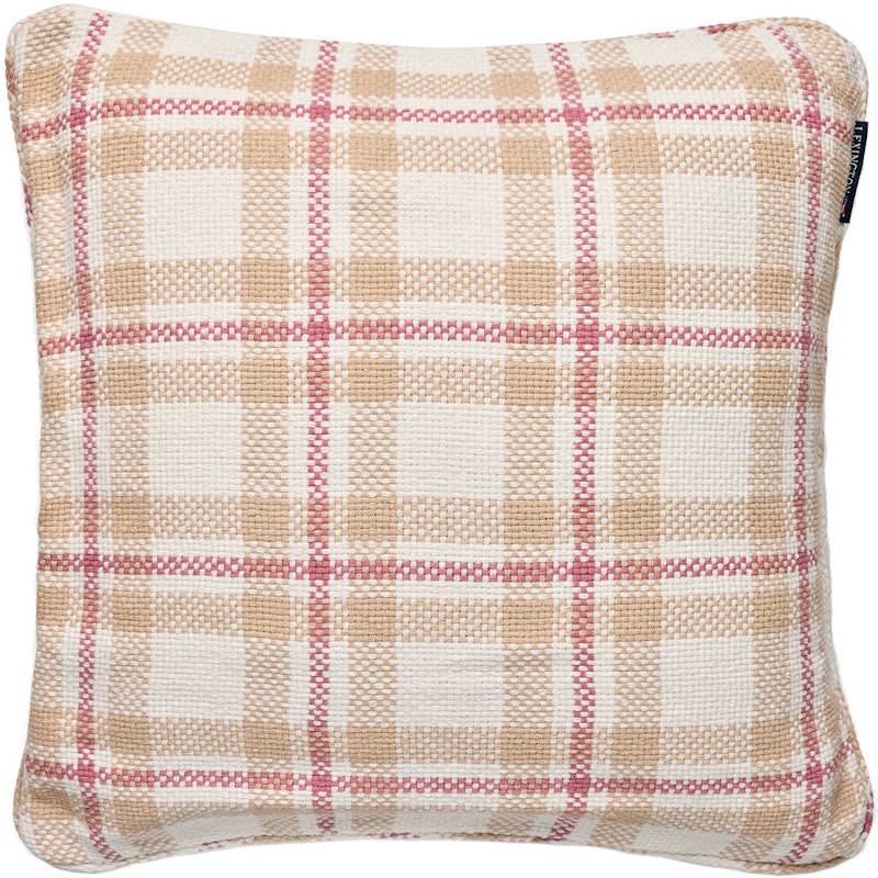 Checked Organic Putetrekk 50x50 cm, Rosa
