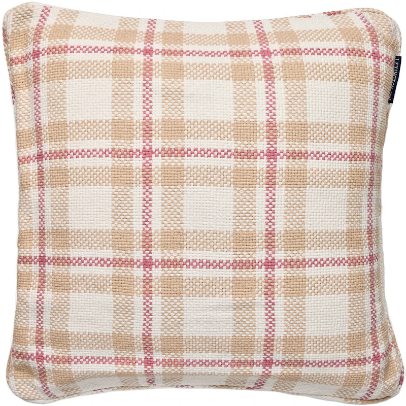 Checked Organic Putetrekk 50x50 cm, Rosa