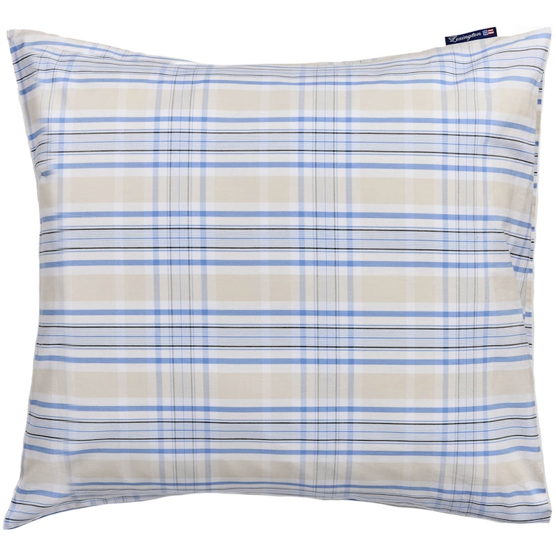 Checked Poplin Putevar 65x65 cm, Beige/Blå