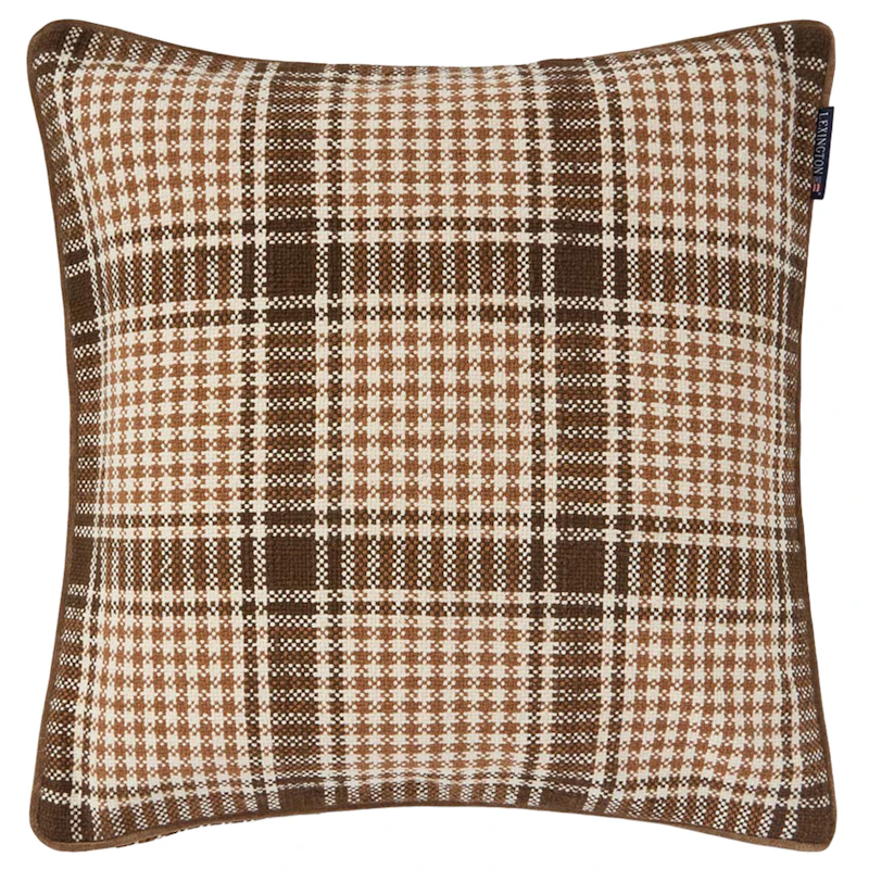 Checked Putetrekk 50x50 cm, Brun / Fudge / Lys Beige