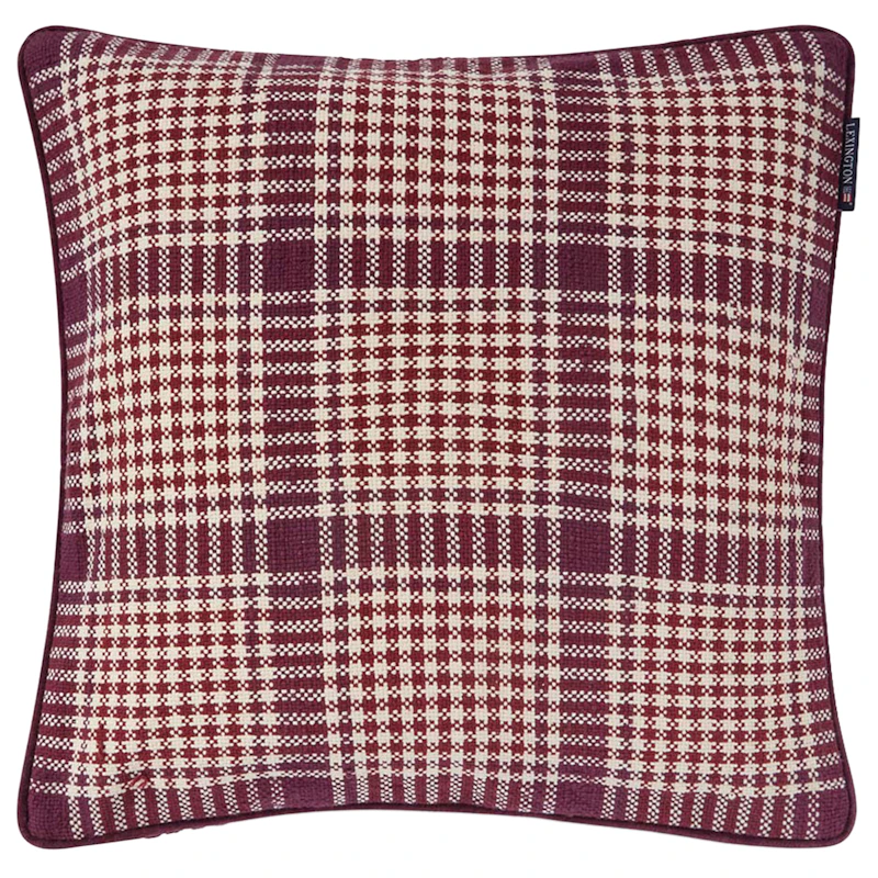 Checked Putetrekk 50x50 cm, Fiken / Vinrød / Lys Beige
