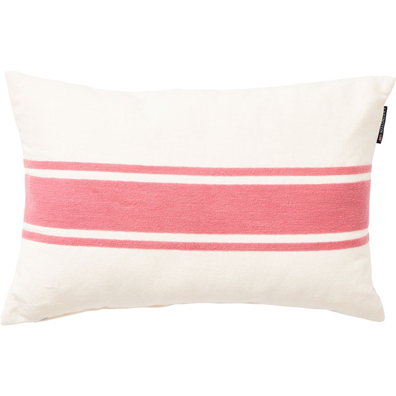 Embroidery Center Striped Linen/Cotton Pute 40x60 cm, Rosa/Off-white