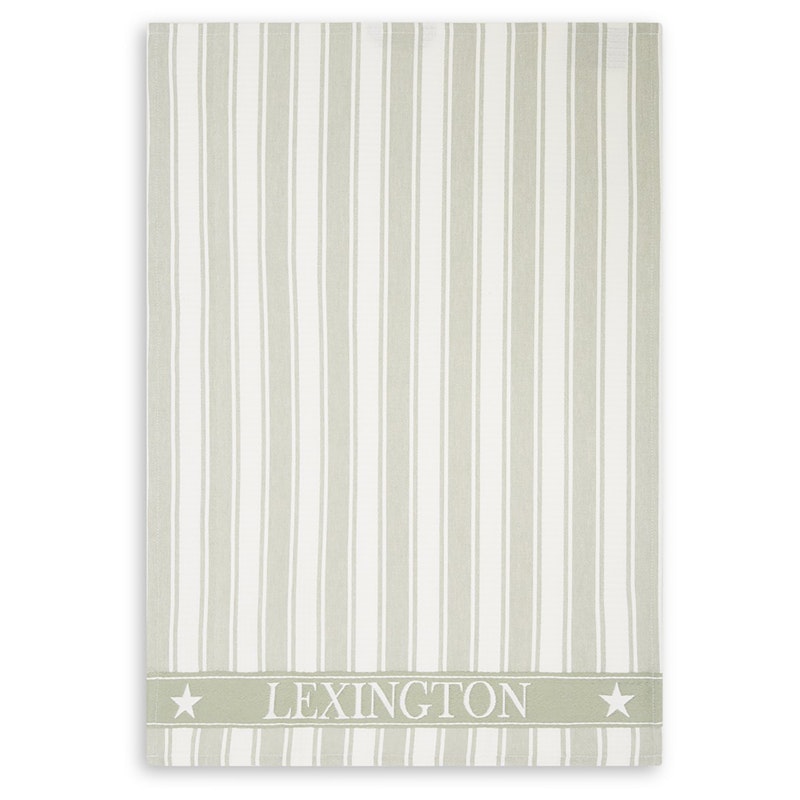 Icons Cotton Twill Waffle Striped Kjøkkenhåndkle, Salviegrønn / Hvit