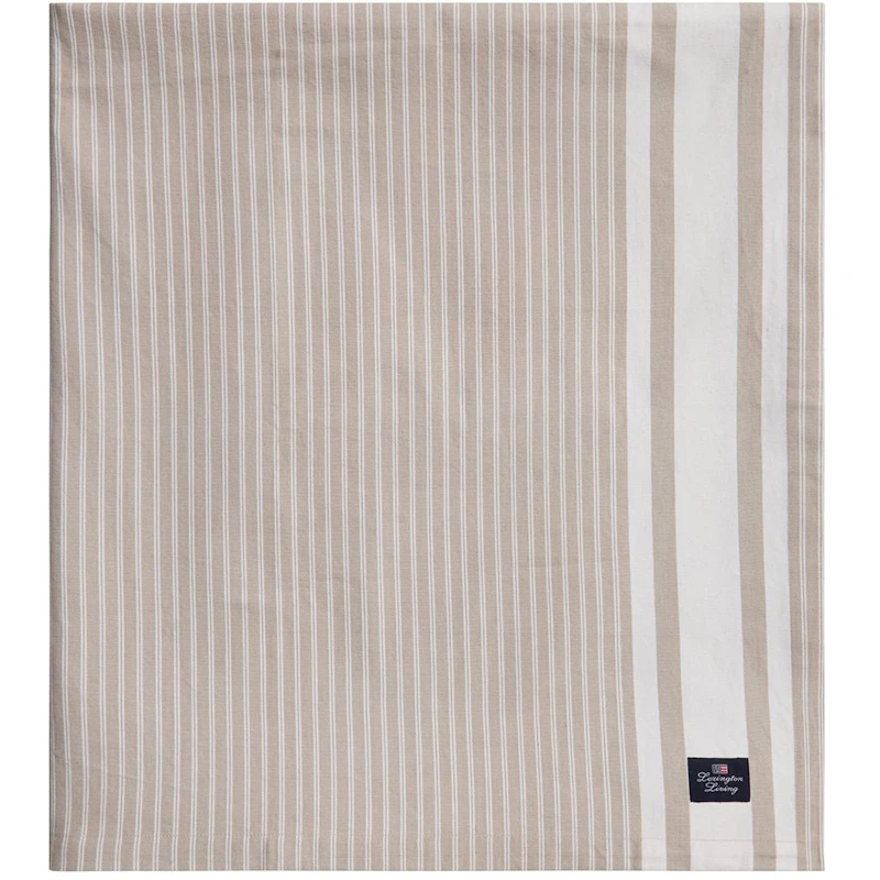 Icons Striped Organic Cotton Oxford Duk 150x250 cm, Beige / Hvit