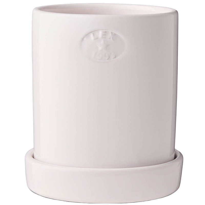 Krukke Med Tallerken H18 cm, Hvit