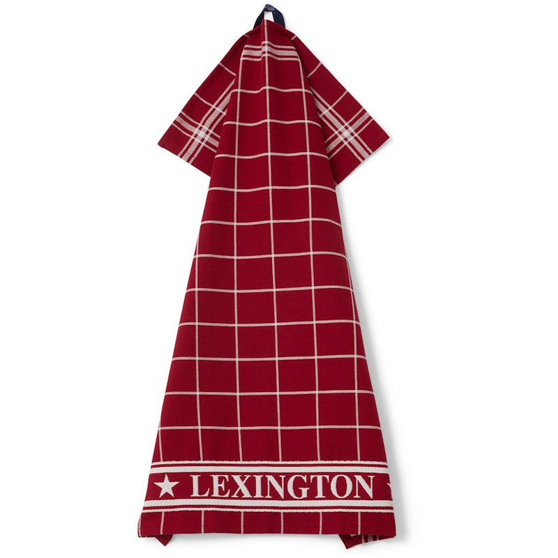 Lexington Checked Organic Cotton Kjøkkenhåndkle 50x70 cm, Rød / Hvit