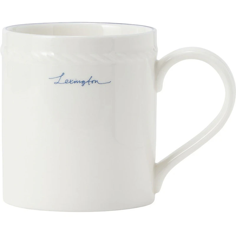 Lexington Porcelain Krus 8 cm, Hvit / Mørkeblå