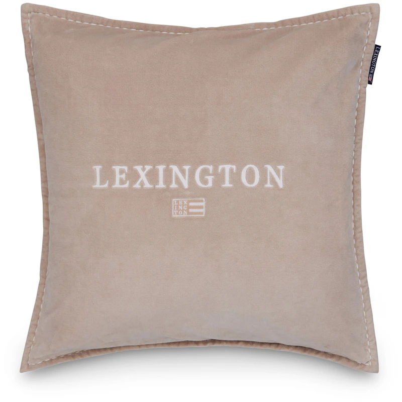 Logo Organic Cotton Velvet Putetrekk 50x50 cm, Hvit / Beige