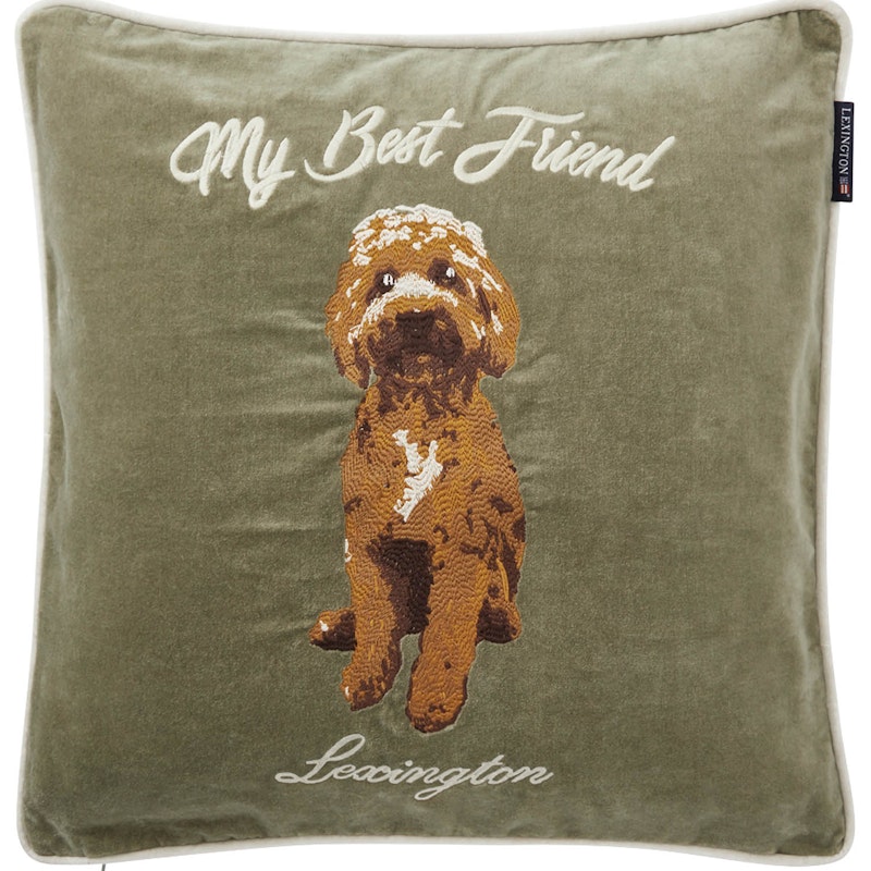 My Best Friend Organic Cotton Velvet Putetrekk 50x50 cm, Oliven