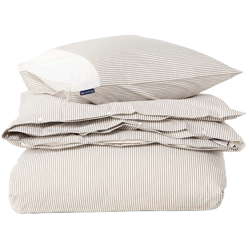 Striped Sengesett 150x210 + 50x60 cm, Oliven / Hvit