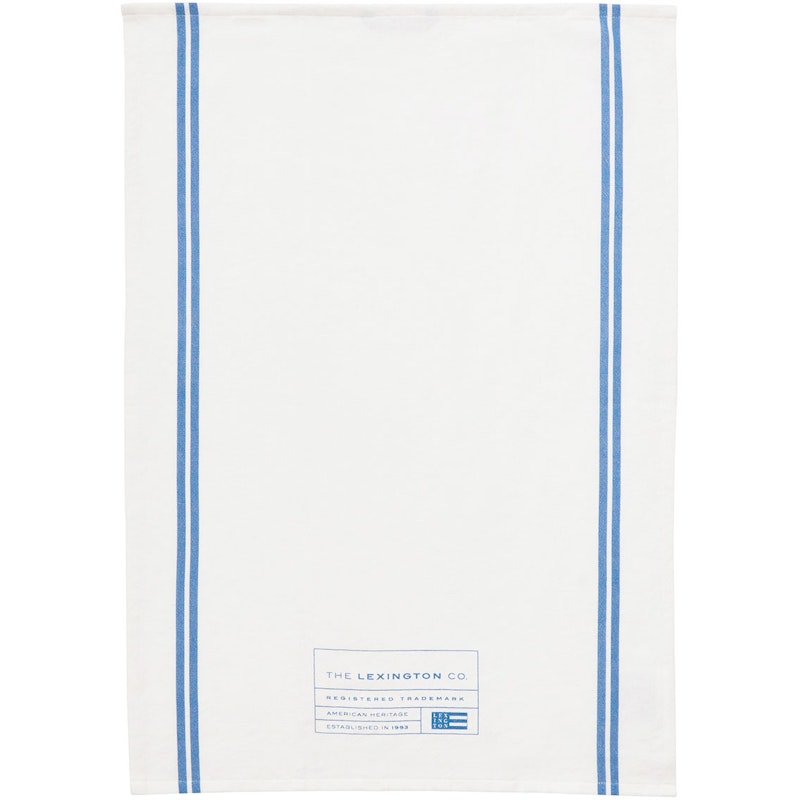 Organic Cotton Kjøkkenhåndkle med Striper I Siden 50x70 cm, Hvit/Blå