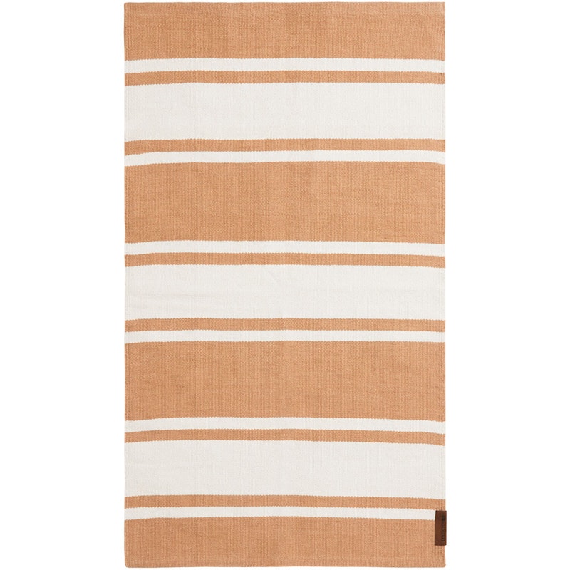 Organic Striped Cotton Teppe 170x240 cm, Beige