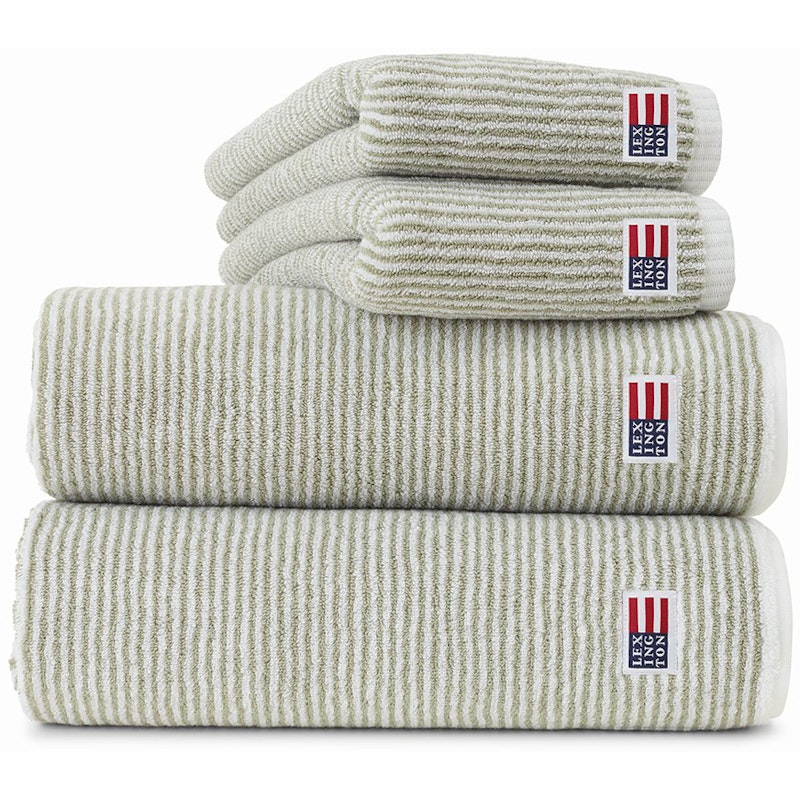 Original Striped Håndkle Hvit / Vintage Green, 50x70 cm