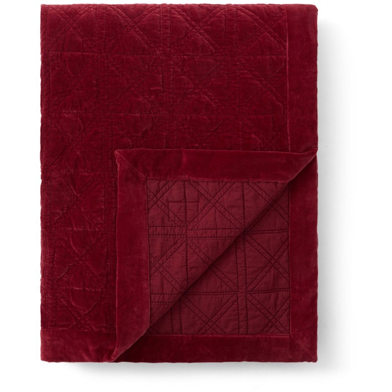 Quilted Organic Cotton Velvet Sengeteppe 160x240 cm, Rød