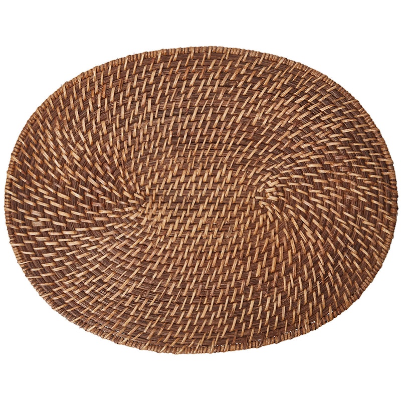 Rattan Oval Spisebrikke 35x45 cm, Brun