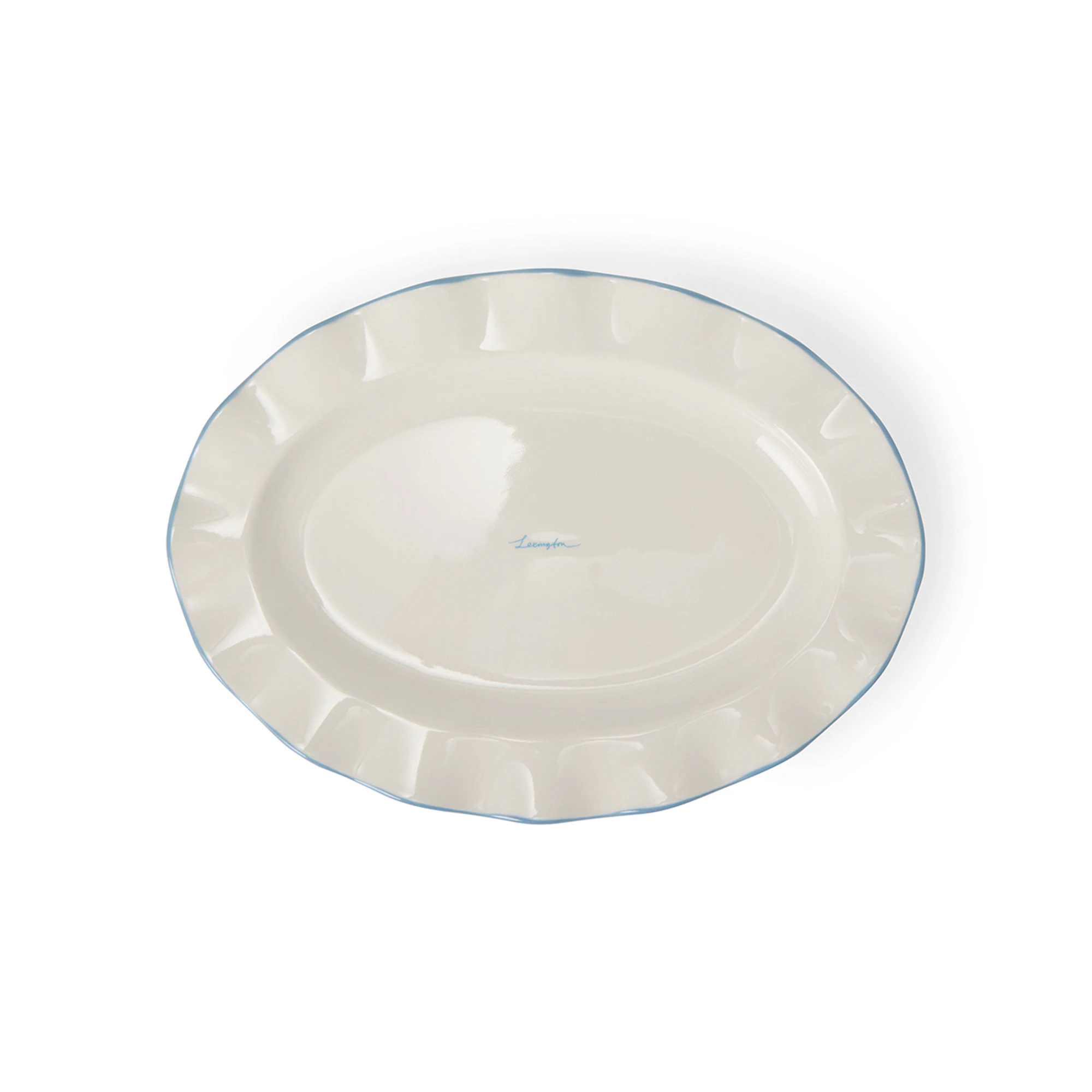 Lexington Stoneware Wavy Oval Plate Tallerken  Bl&aring; -  Serveringsfat Stengods Hvit - 12618007-1600-ONE